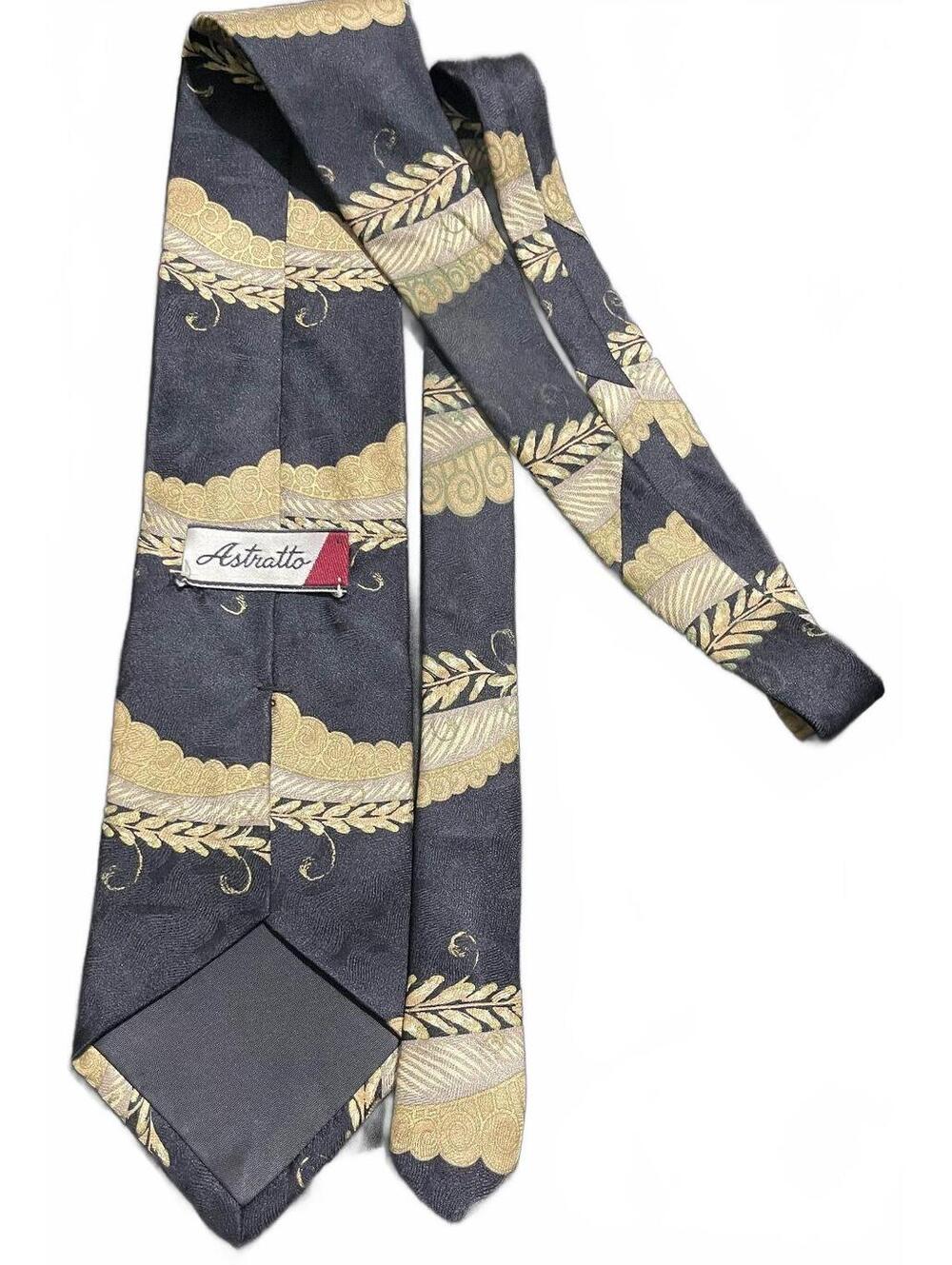 Vintage Astratto Charcoal Grey Silk Tie